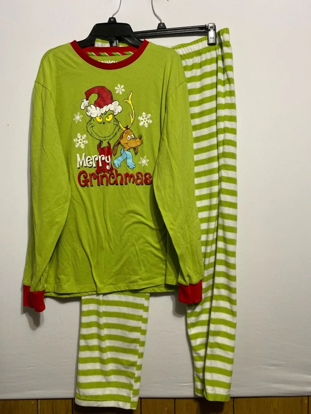 The Grinch Merry Grinchmas Pajama Top & Fleece Pajama Pants Sz Medium